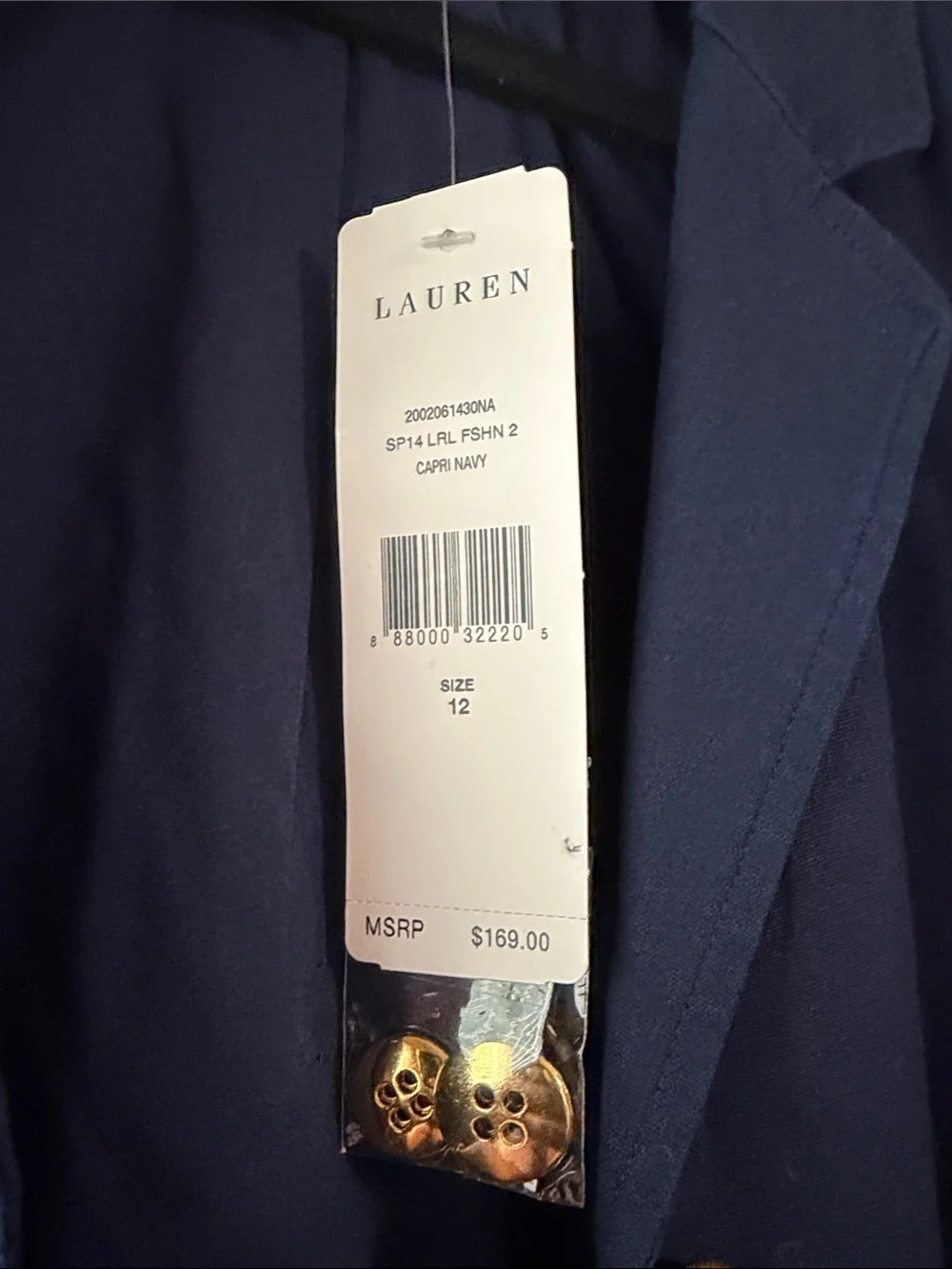 Ralph Lauren Navy Blazer with Gold Buttons